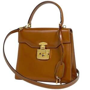 GUCCI Authentic Brown Leather Shoulder Bag